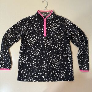 Like New Youth Girls Star Pattern Fleece Pullover with Pink Accents size Y12